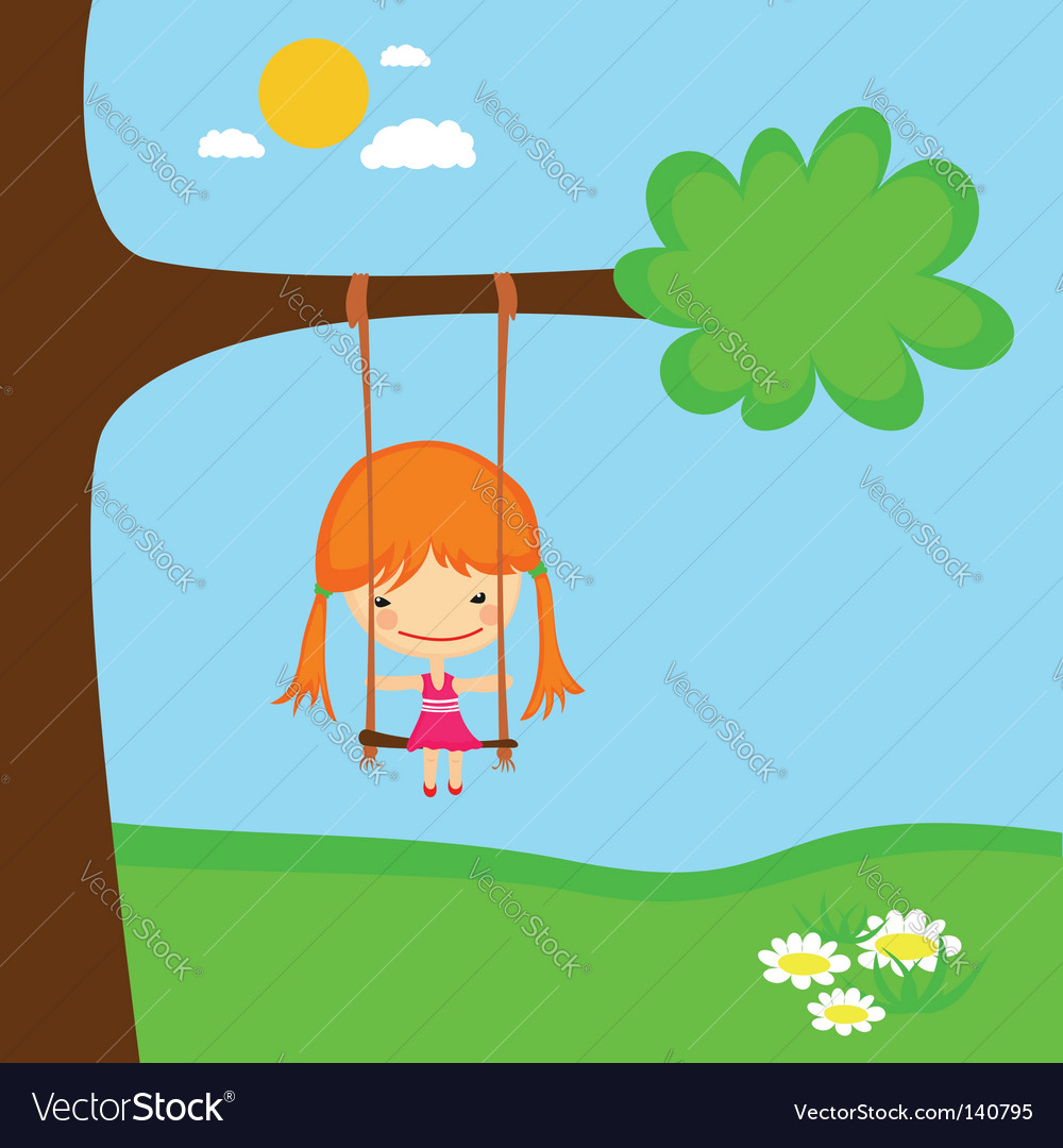 Girl Swinging Royalty Free Vector Image Vectorstock