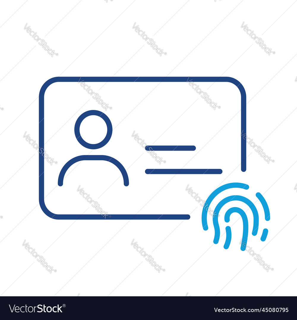 Id card with fingerprint line icon fingerprint Vector Image