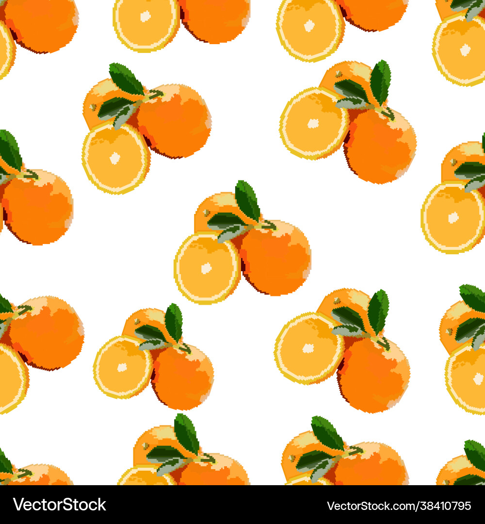 Orange with leaves pattern Royalty Free Vector Image