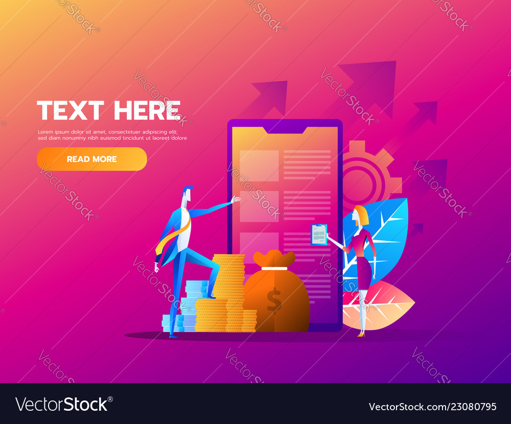 People fill out a form via mobile application Vector Image