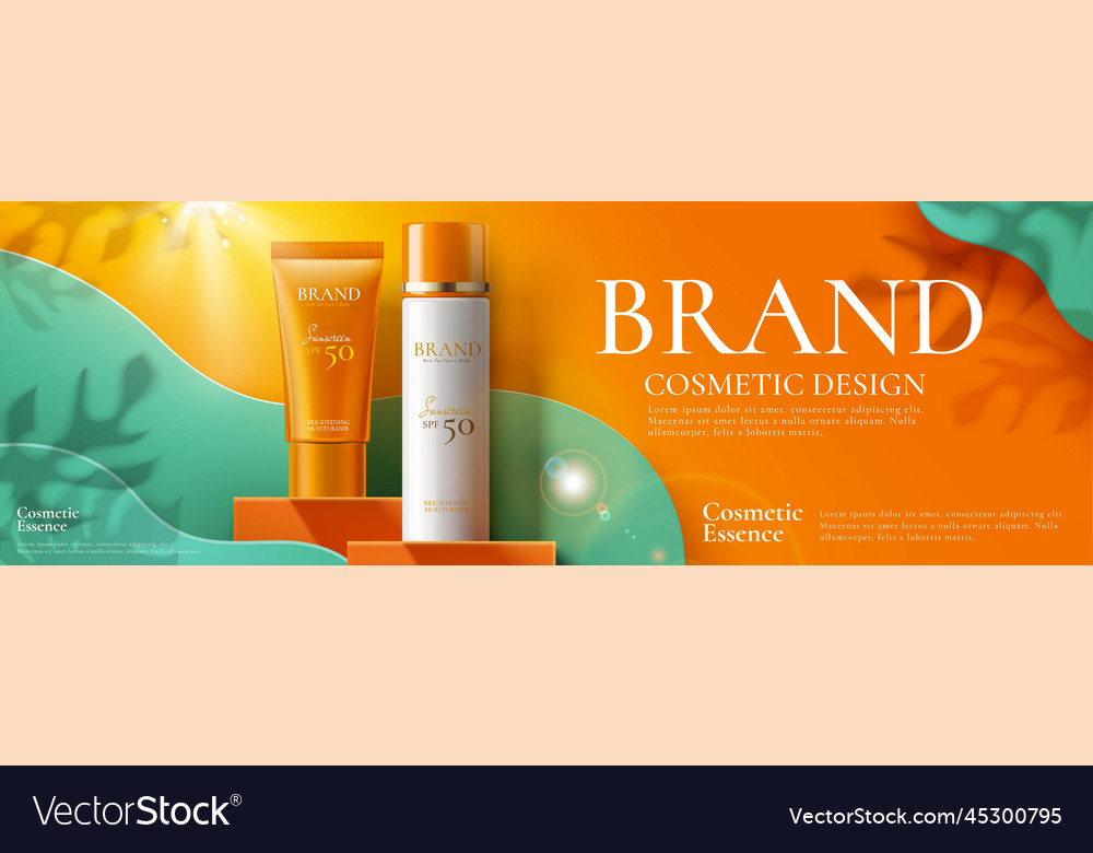 Sunscreen product ads Royalty Free Vector Image