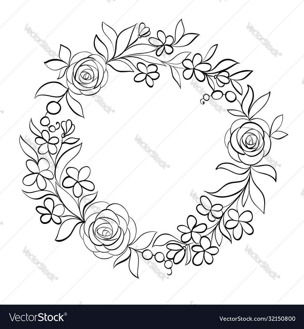 Beautiful monochrome black and white floral Vector Image