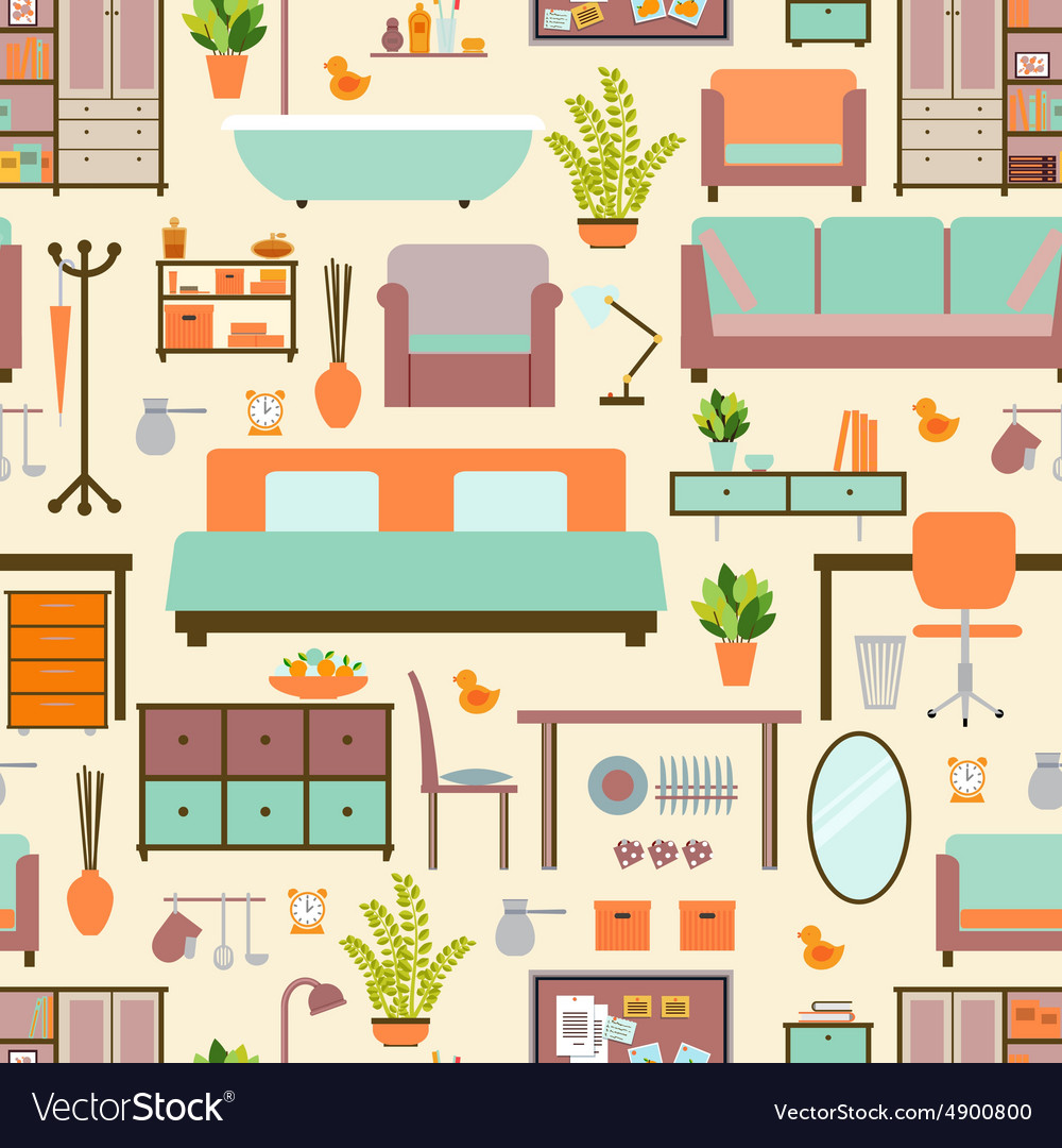 House furniture pattern Royalty Free Vector Image