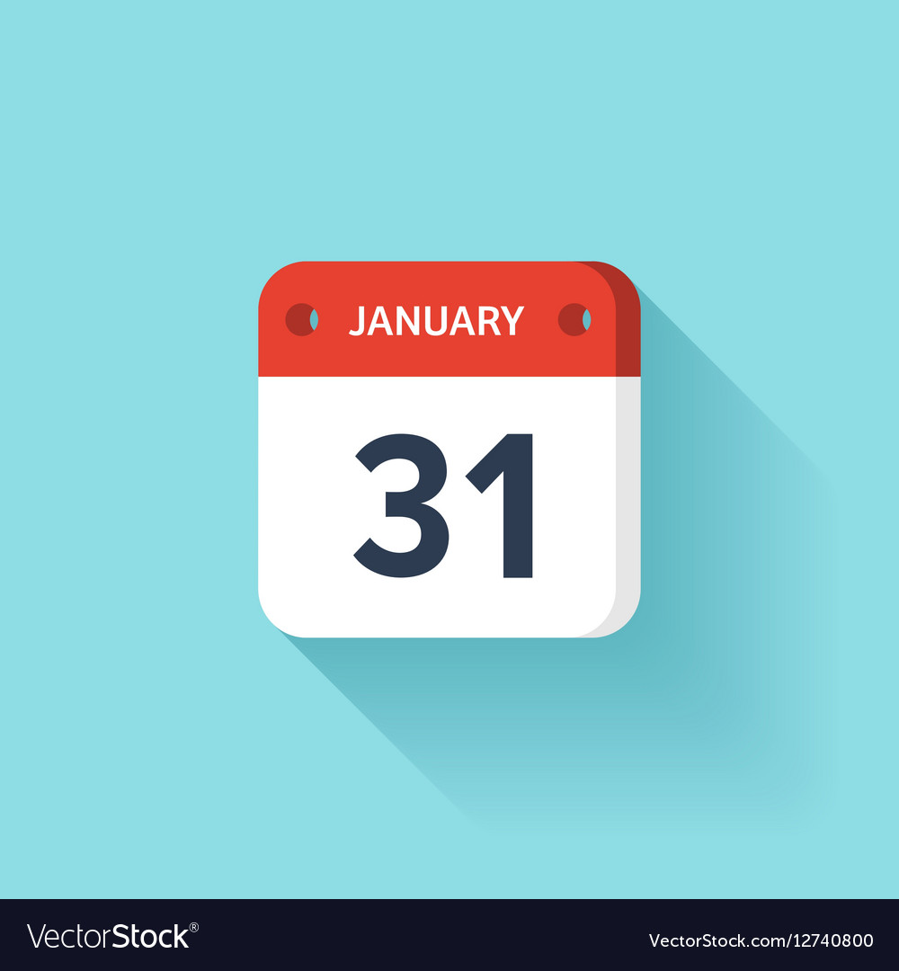 January 31 isometric calendar icon with shadow Vector Image