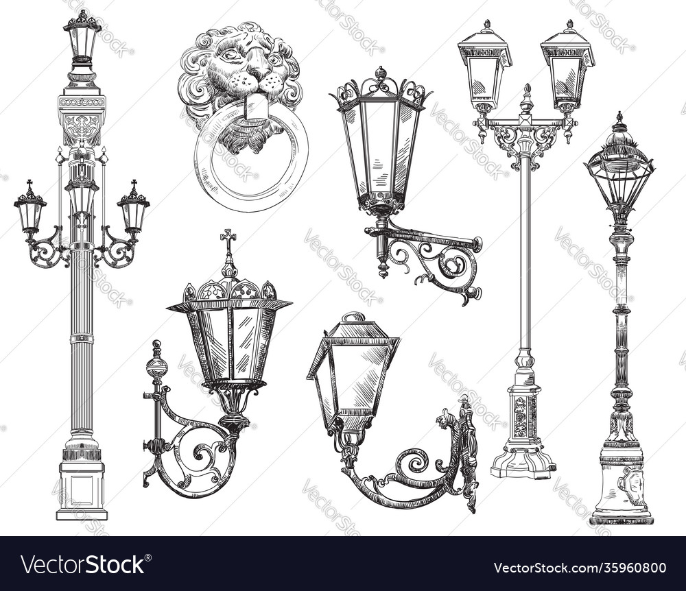 Set decorative architectural elements street Vector Image