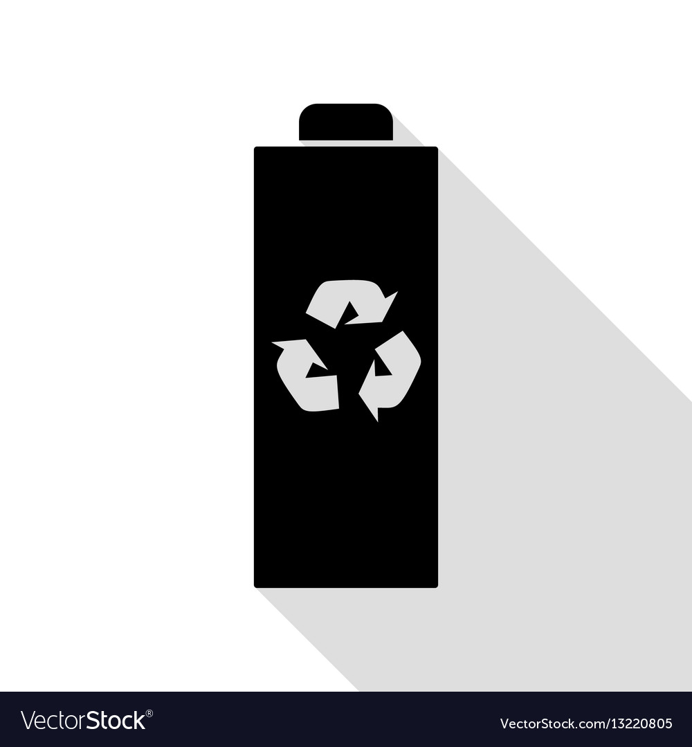 Battery recycle sign black icon with Royalty Free Vector