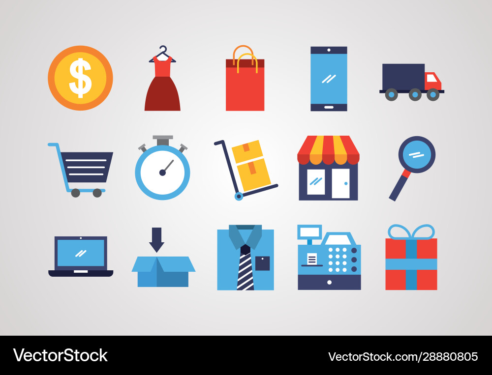 Bundle electronic commerce icons Royalty Free Vector Image