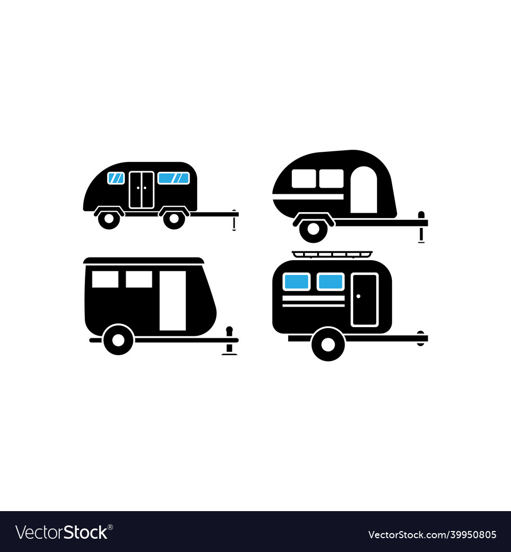 Camper van trailer icon set design template Vector Image