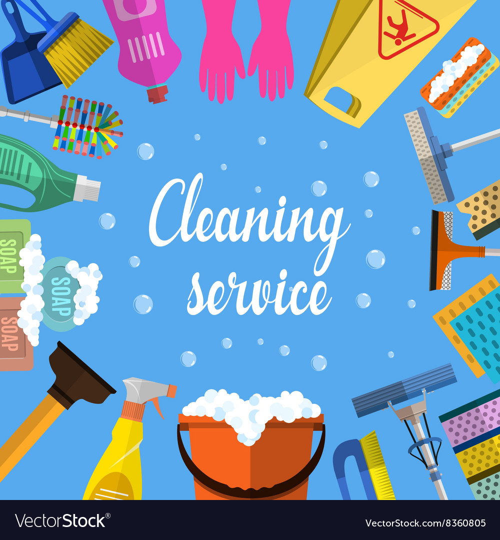 Cleaning service flat Royalty Free Vector Image