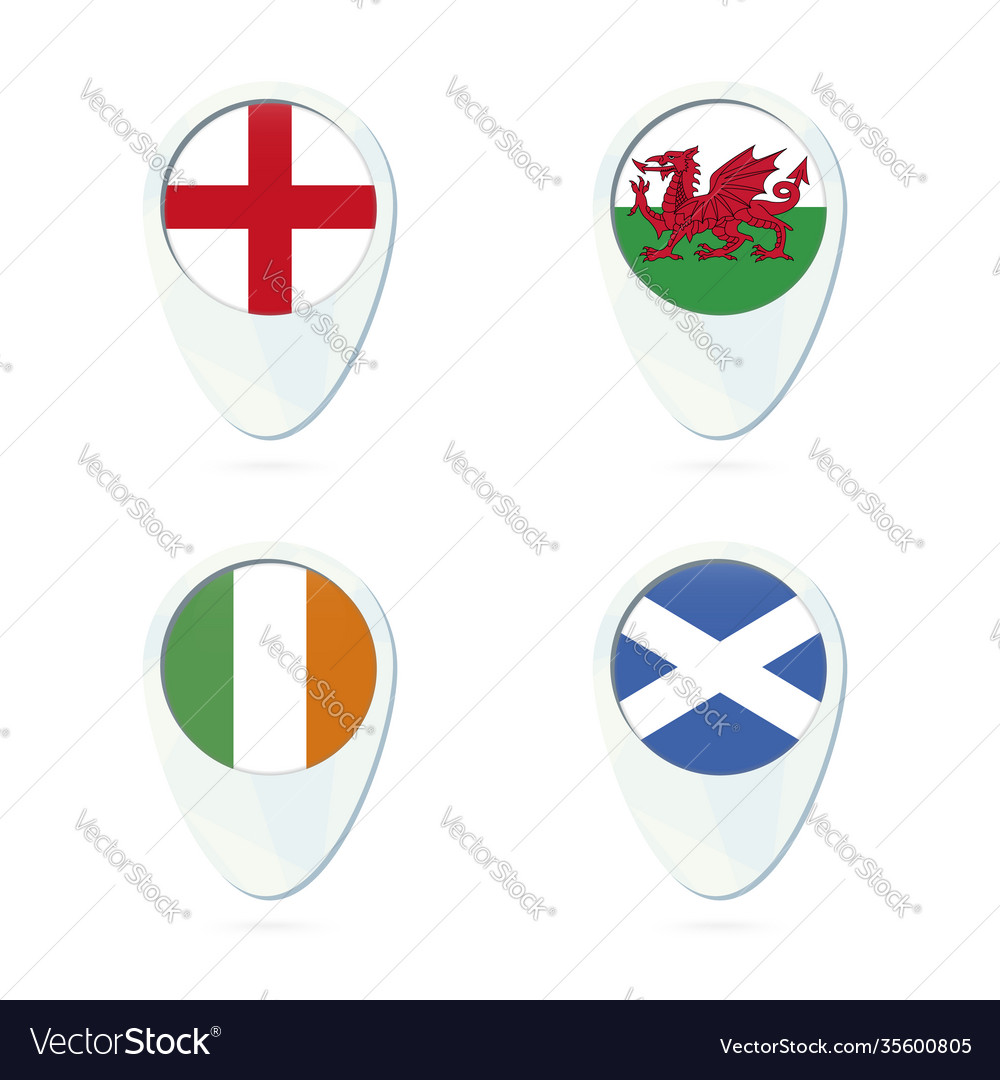 England wales ireland scotland flag location map Vector Image