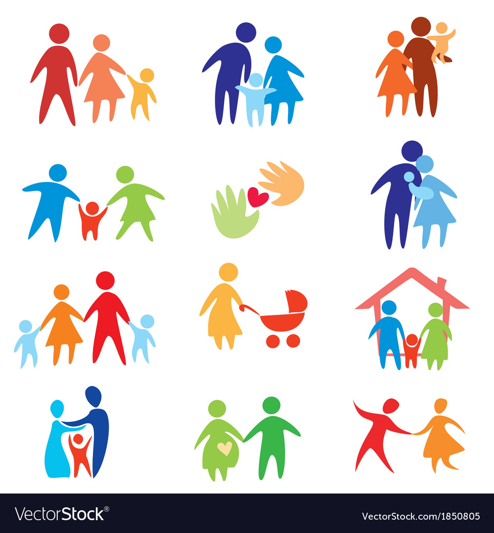 Download Happy family icons Royalty Free Vector Image - VectorStock