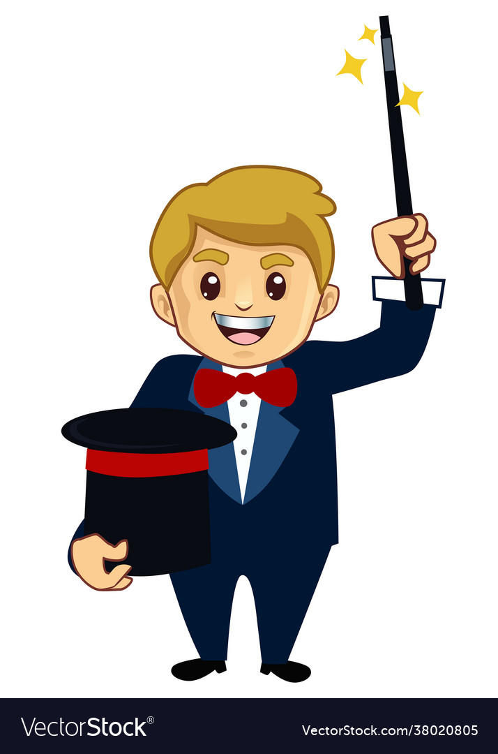 Magician mascot cartoon Royalty Free Vector Image