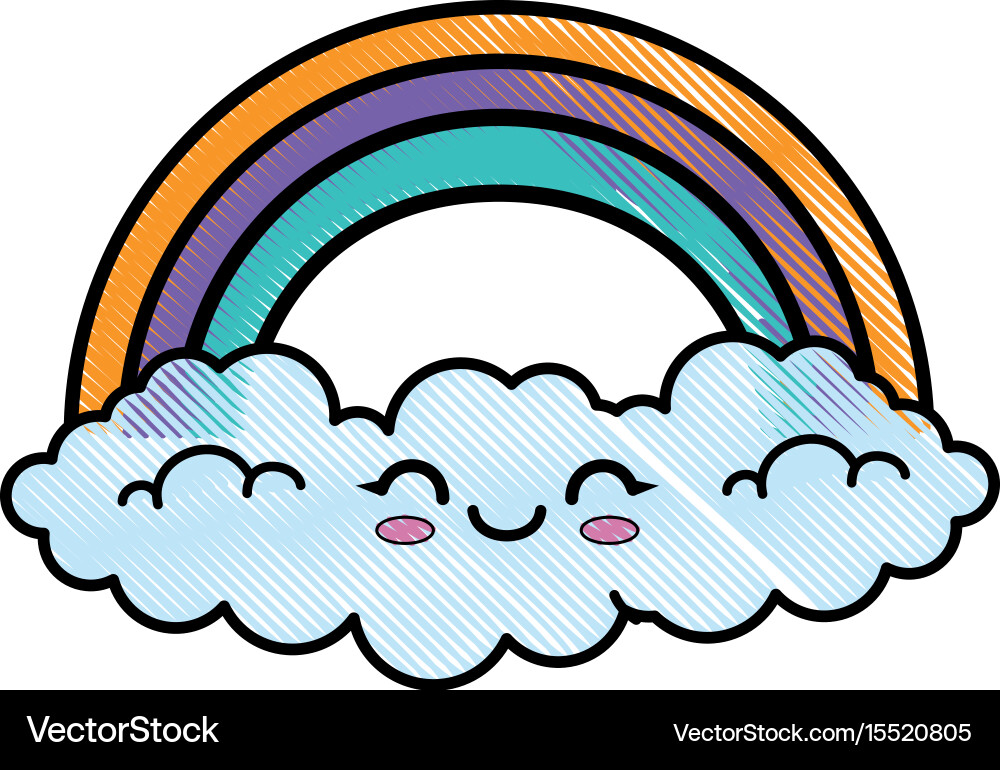 Rainbow with clouds icon Royalty Free Vector Image