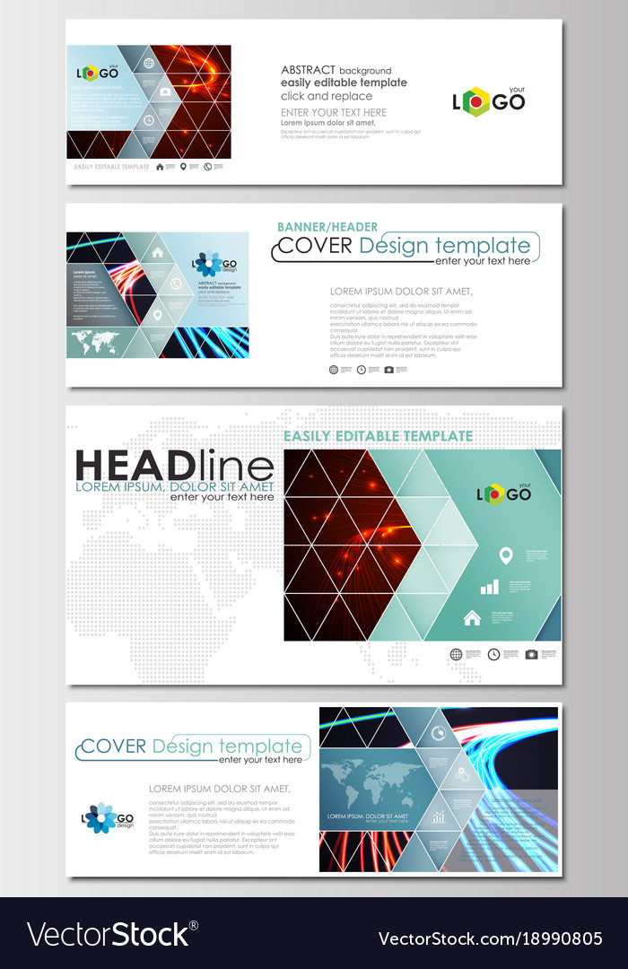 Social Media And Email Headers Set Modern Banners Vector Image