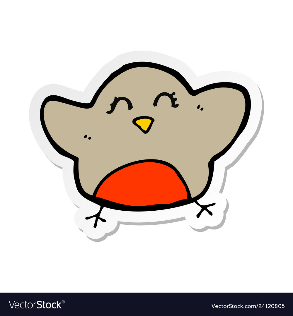 Sticker of a cartoon robin Royalty Free Vector Image