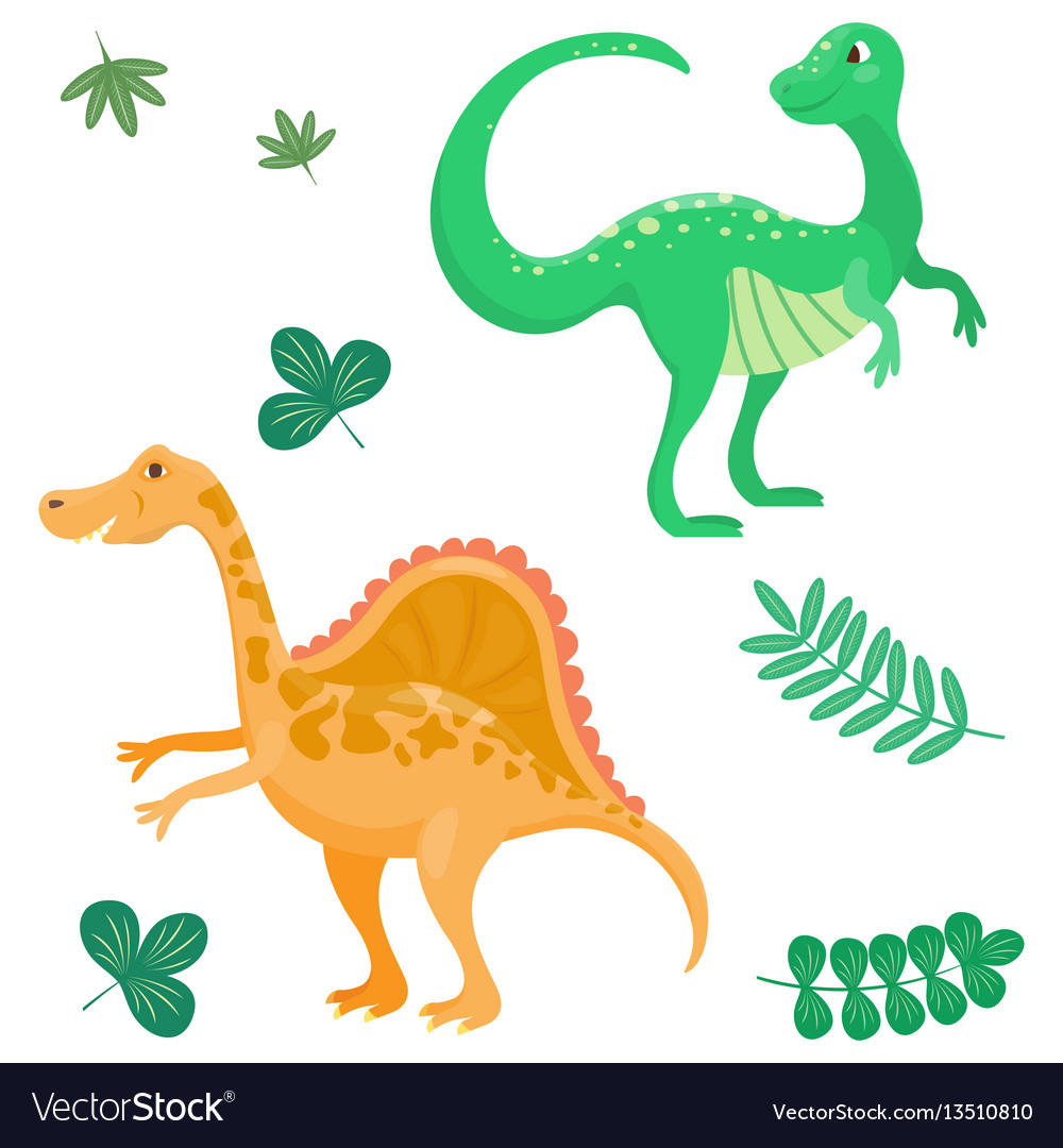 Cartoon dinosaurs isolated Royalty Free Vector Image