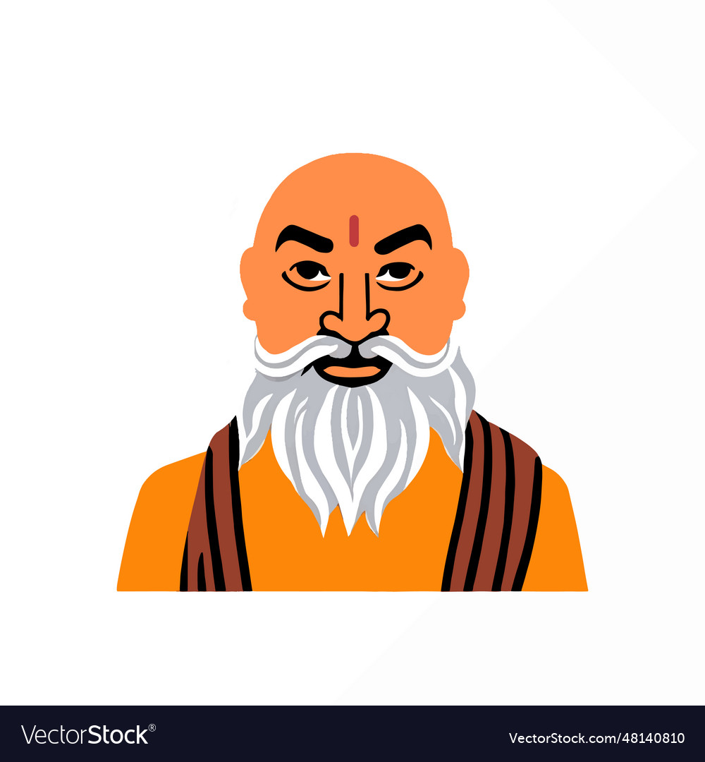 Indian old sadhu cartoon character flat design Vector Image