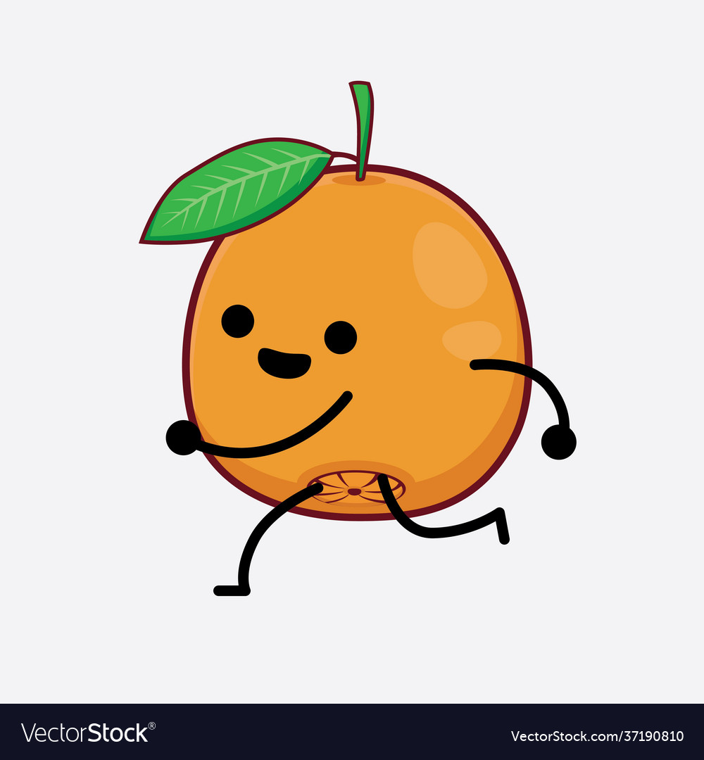 Navel orange cute character with simple face Vector Image