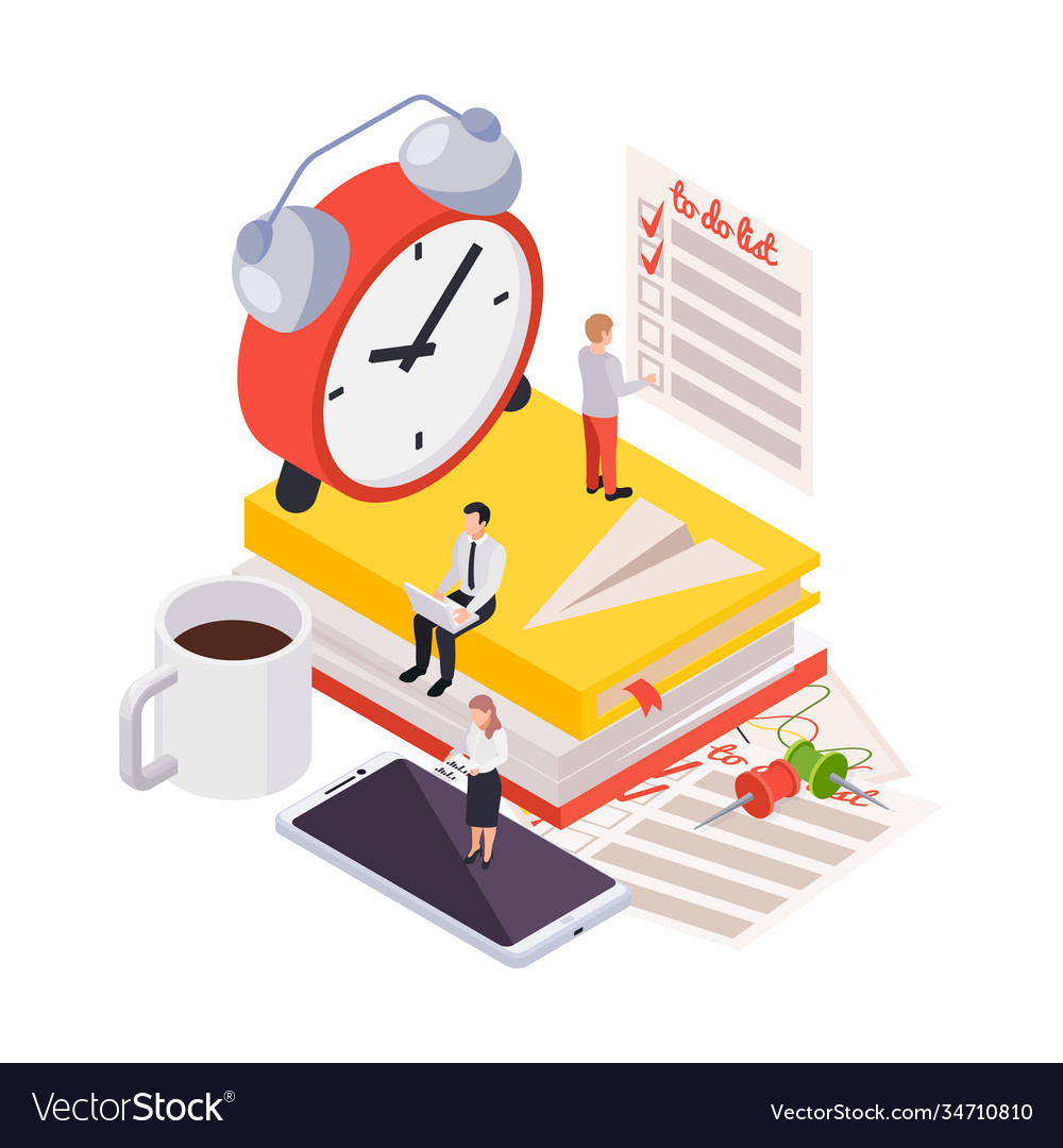 Time management clock composition Royalty Free Vector Image