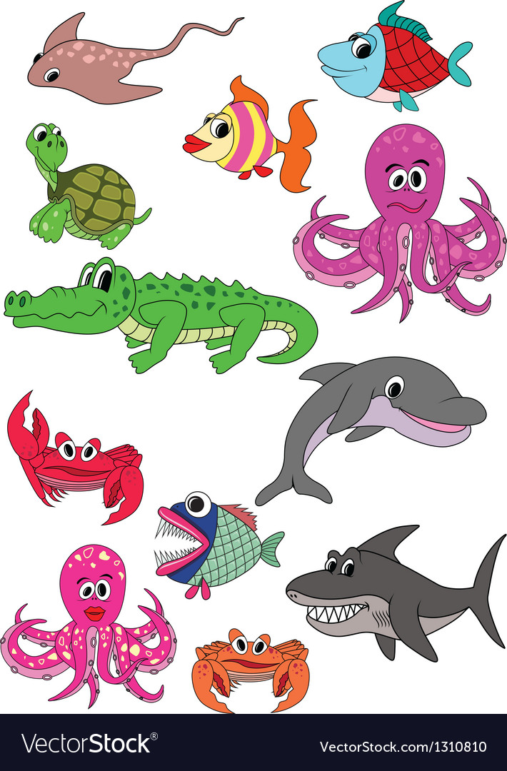 Underwater animals Royalty Free Vector Image - VectorStock Underwater animals Royalty Free Vector Image - VectorStock