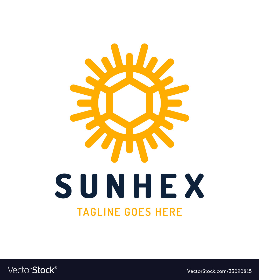 Abstract stylized summer sun with hexagon icon Vector Image