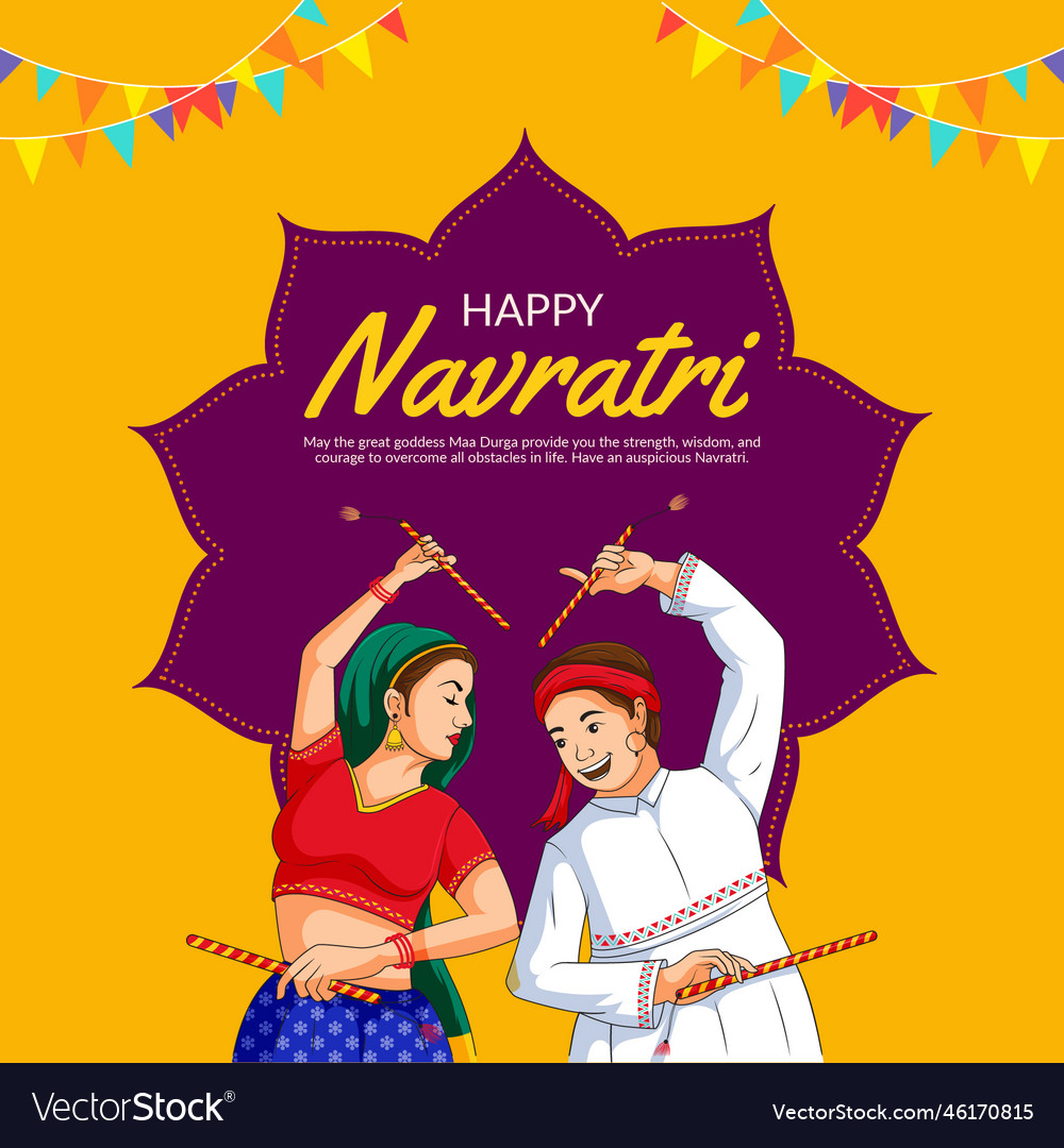 Indian hindu festival happy navratri banner design