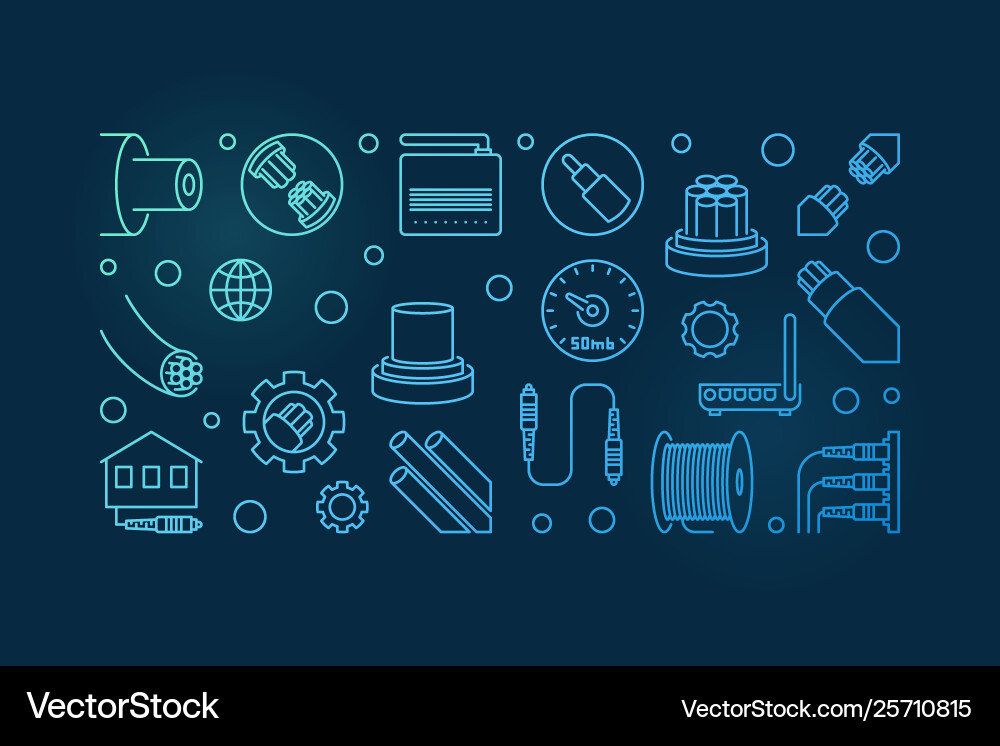 Optical fiber blue horizontal banner Royalty Free Vector