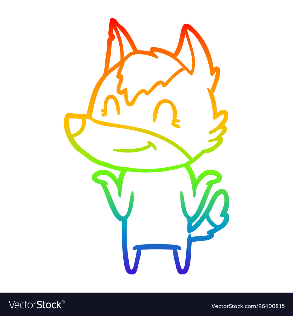 Rainbow gradient line drawing friendly cartoon Vector Image