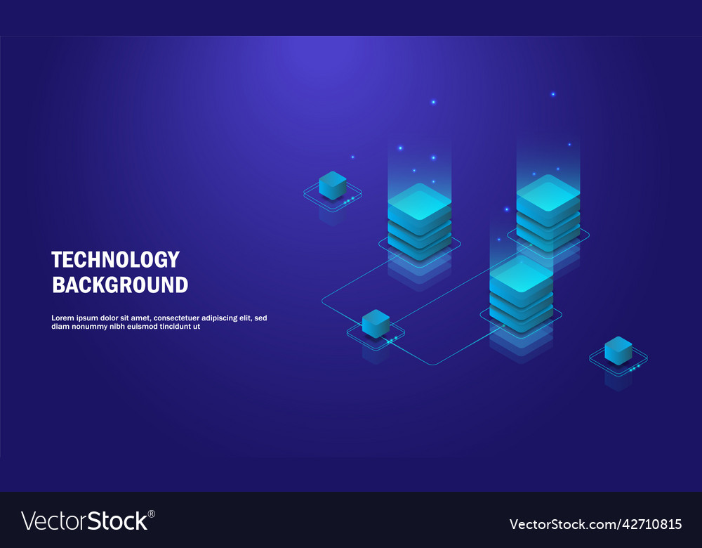 Realistic 3d cubes with blue glowing on dark Vector Image