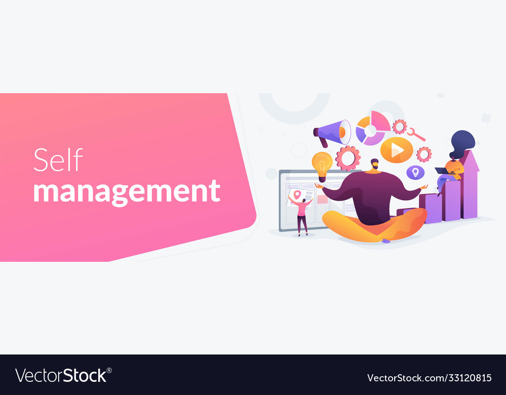 Self management concept banner header Royalty Free Vector