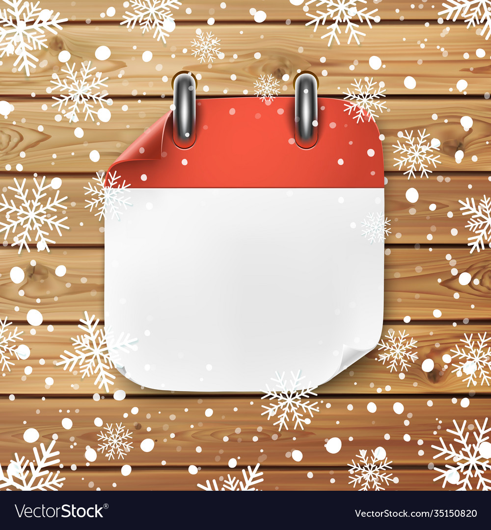 Blank calendar icon template on wooden planks vector image Blank calendar icon template on wooden planks