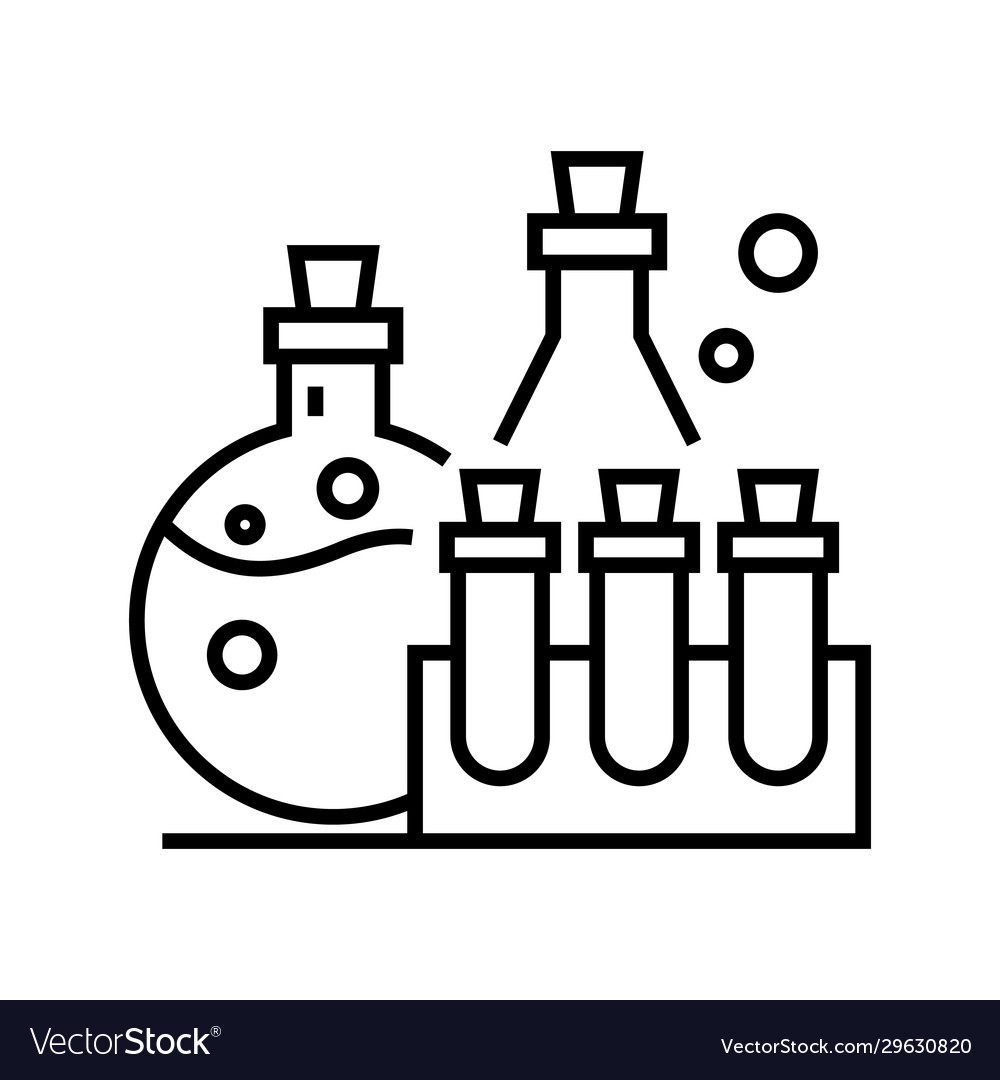 Chemical solutions line icon concept sign Vector Image