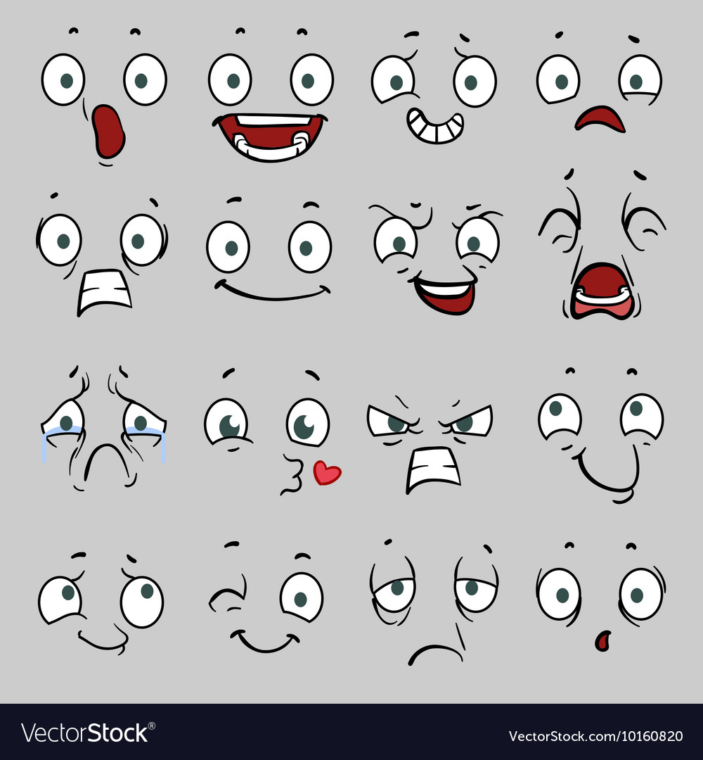 comic-cartoon-faces-with-different-emotions-vector-image