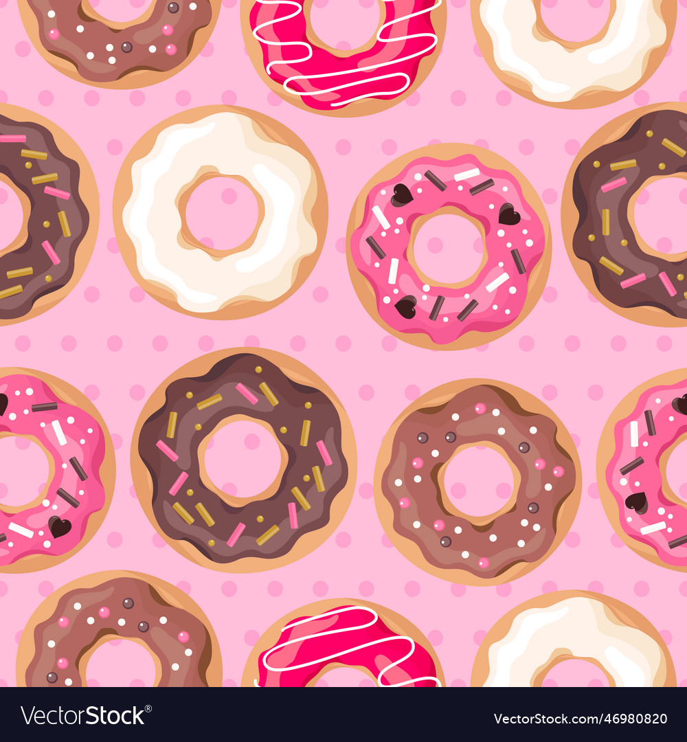 Donuts top pink seamless Royalty Free Vector Image