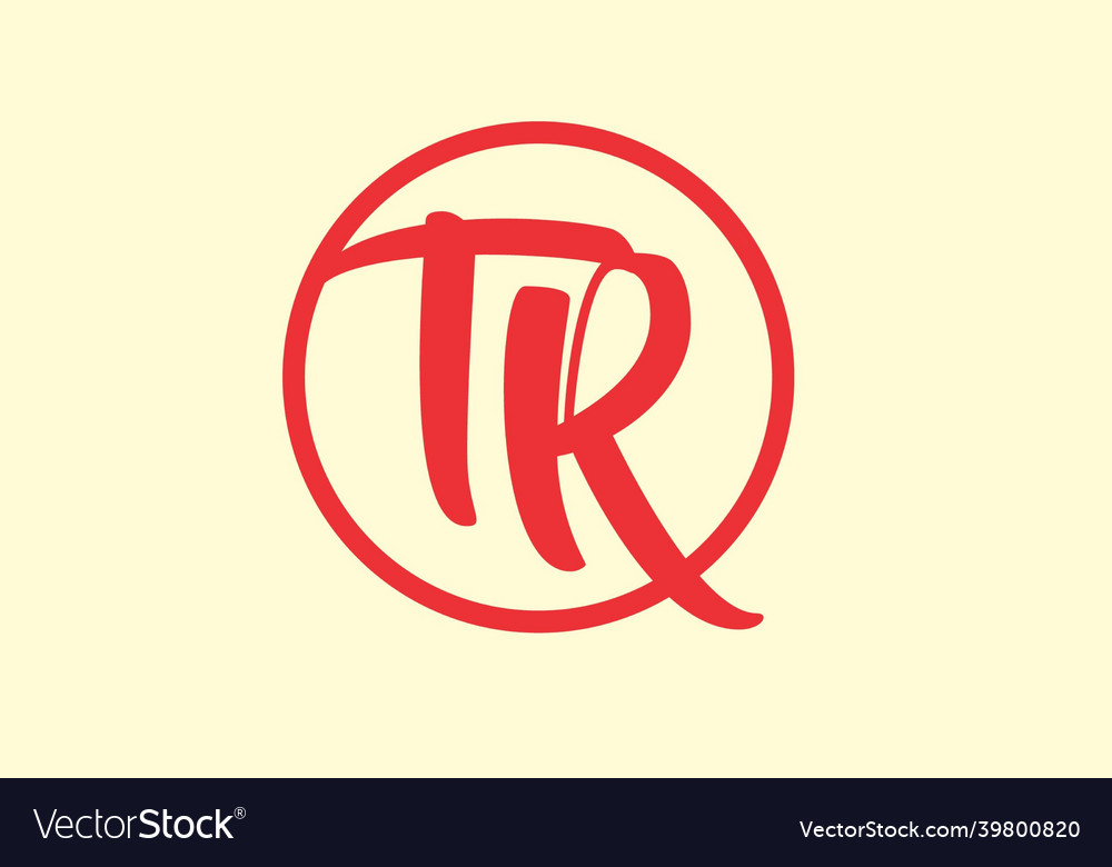 Initial letter tr in circle shape Royalty Free Vector Image