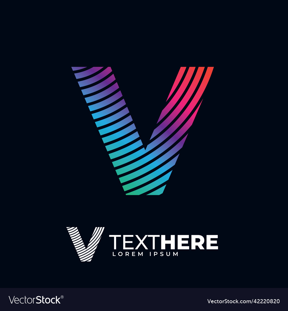 Initial v letter colorful modern digital alphabet Vector Image