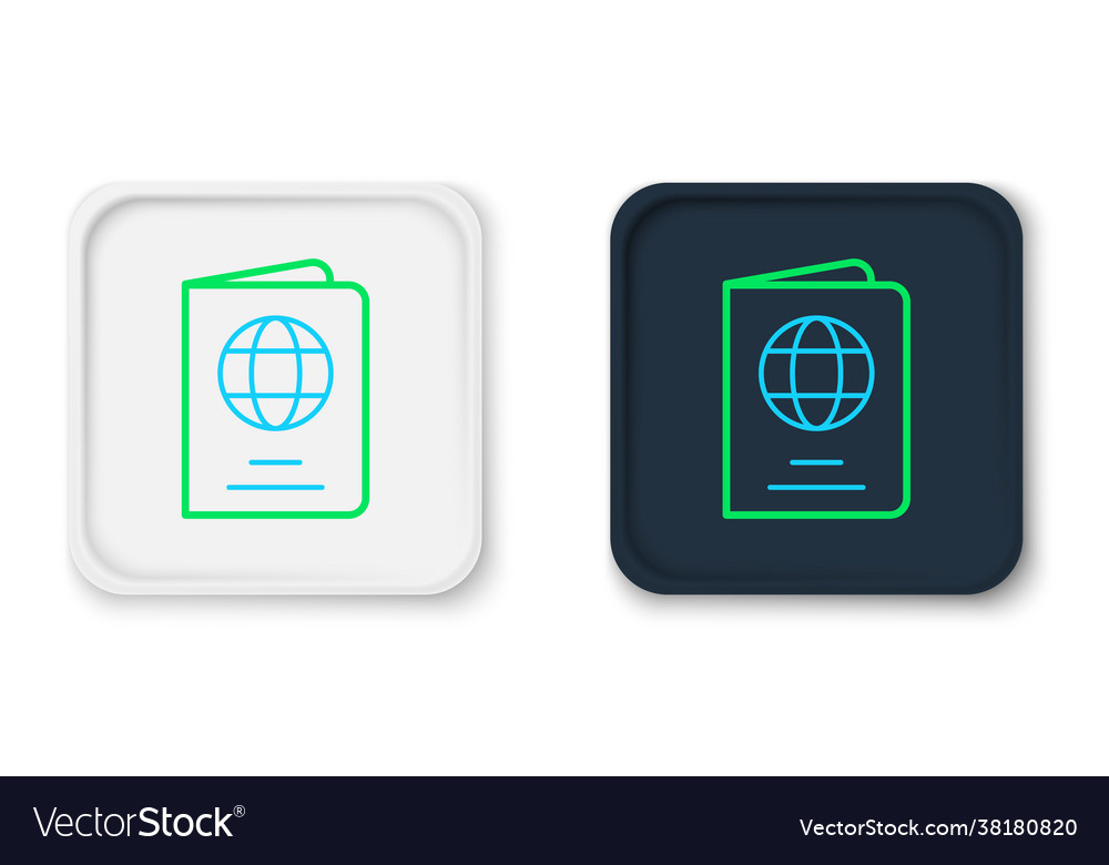 Line Passport With Biometric Data Icon Isolated Vector Image