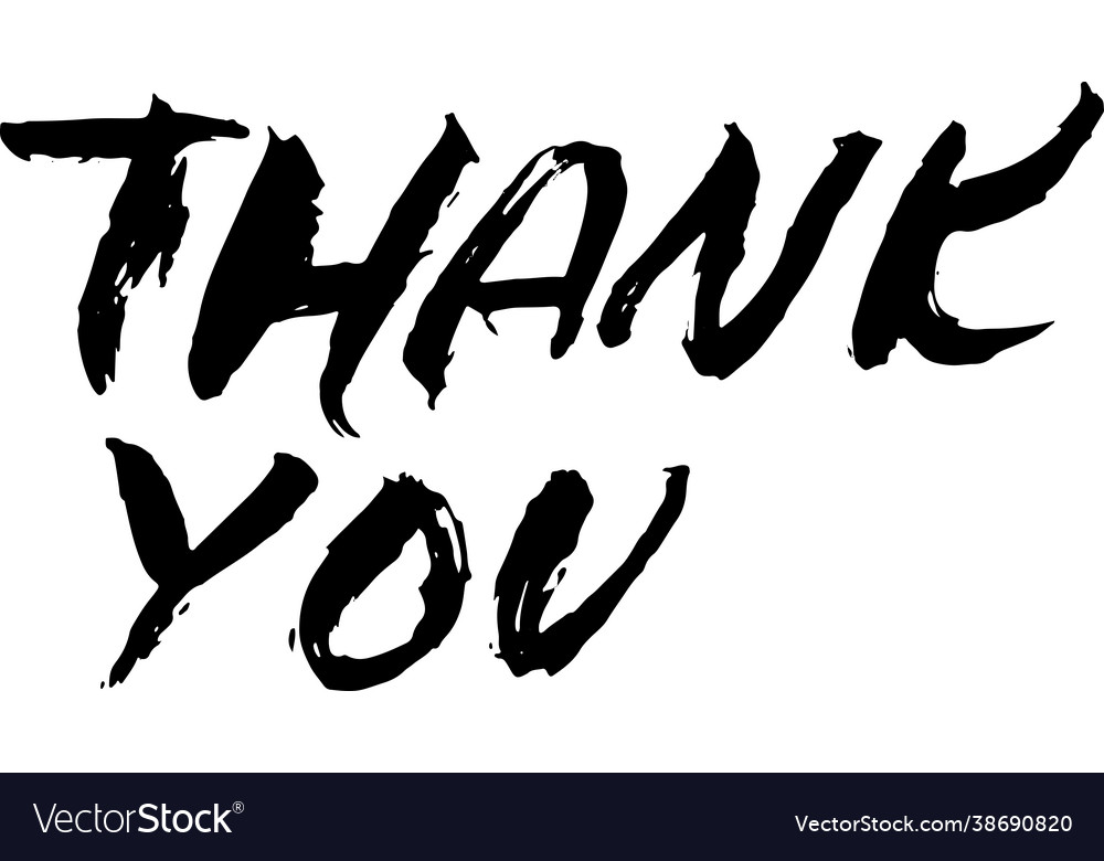 Thank you handwritten dry brush inscription hand Vector Image