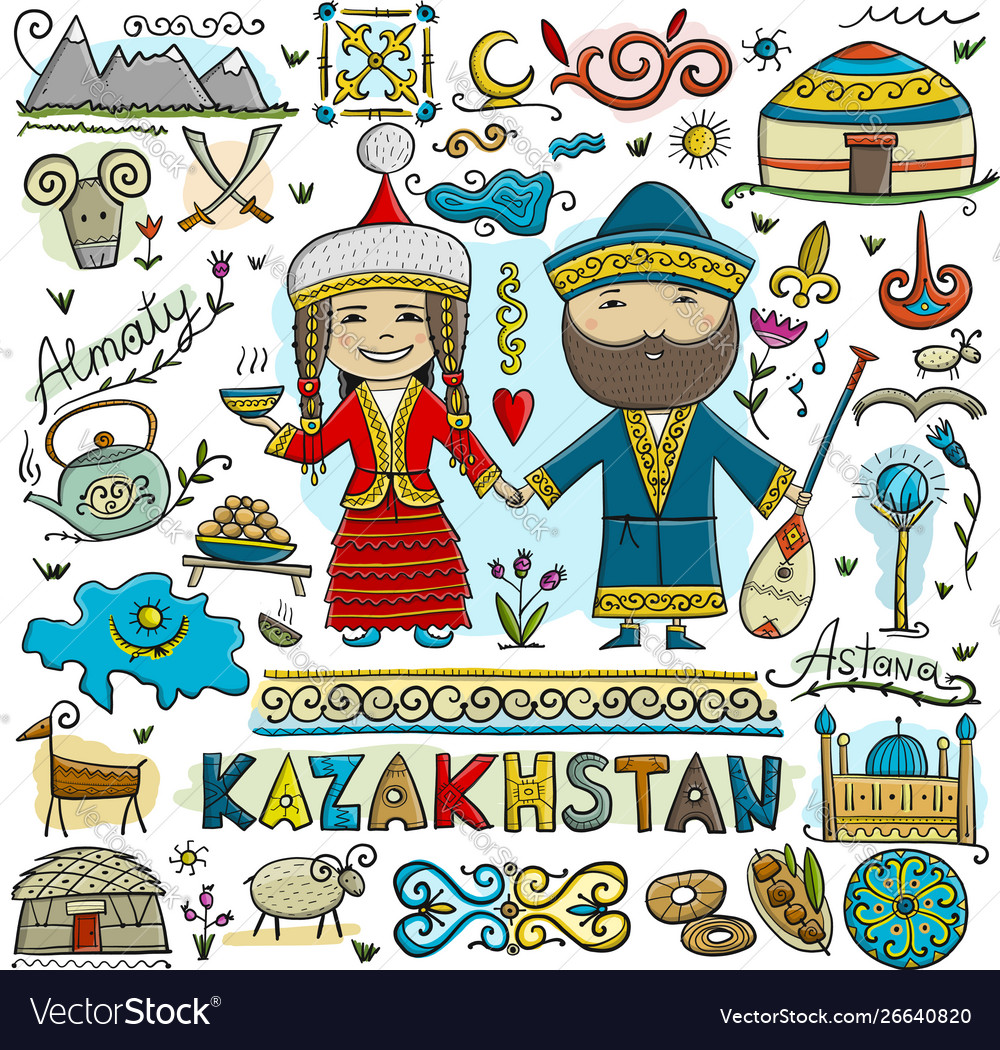 Travel to kazakhstan greeting card for your Vector Image