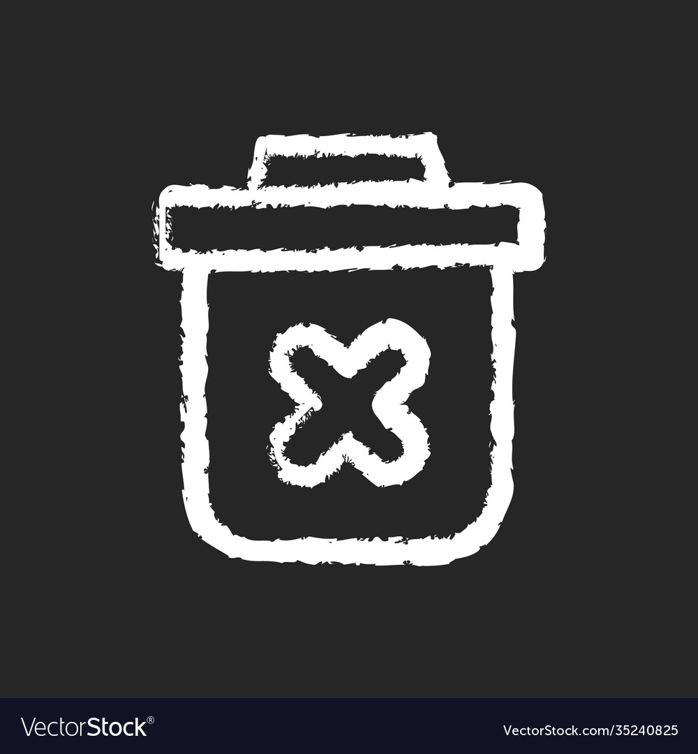 Delete chalk white icon on black background Vector Image