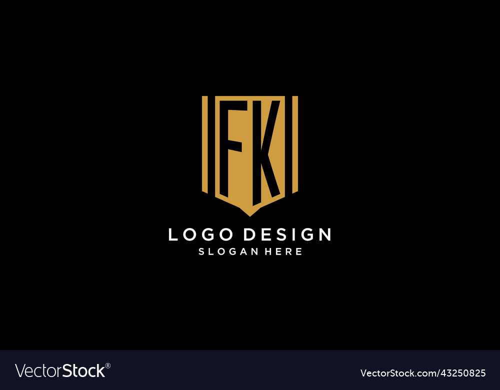 Fk monogram logo with geometric shield icon design