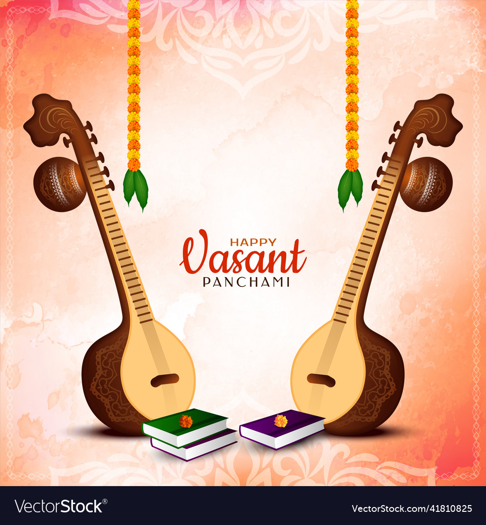 Happy vasant panchami festival background Vector Image