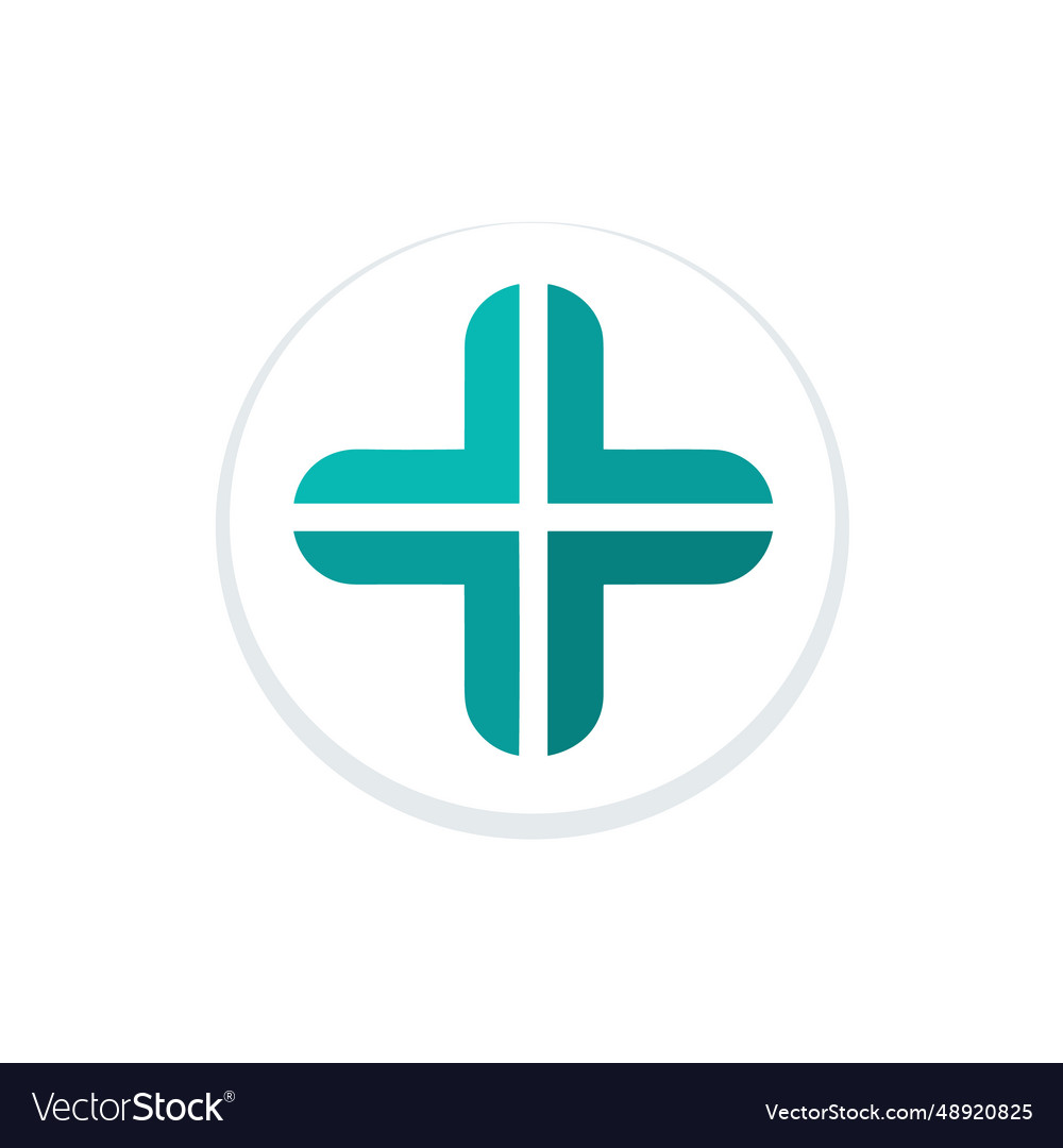 Health center teal filled gradient logo Royalty Free Vector