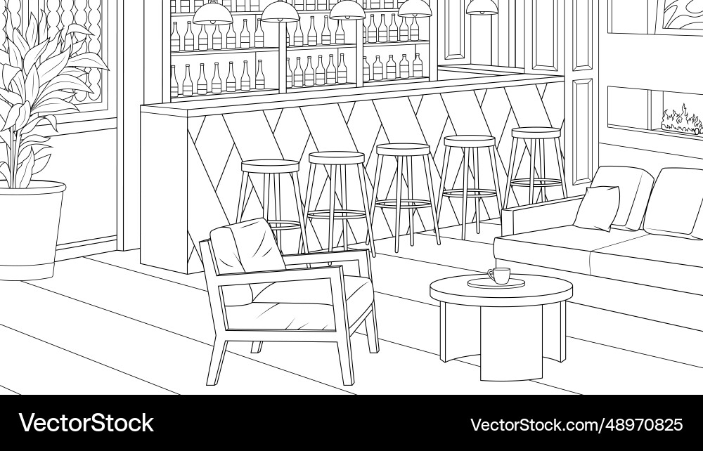 Interior of a cozy bar Royalty Free Vector Image