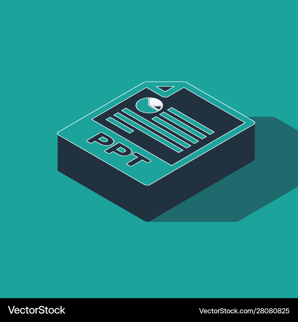 Isometric ppt file document download ppt button Vector Image