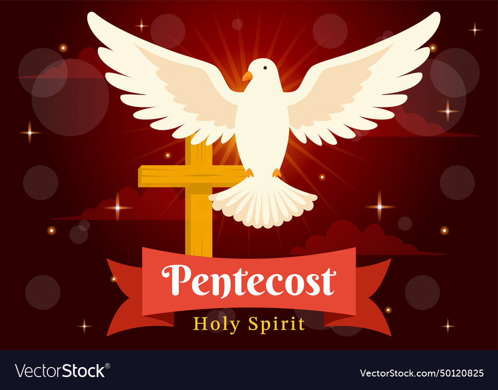 Pentecost sunday with flame and holy spirit dove Vector Image