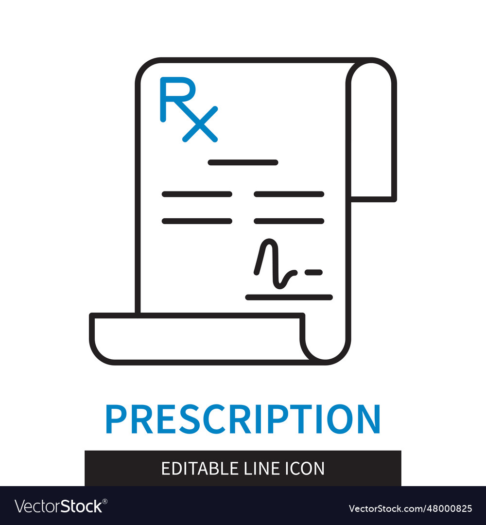 Prescription editable line icon Royalty Free Vector Image