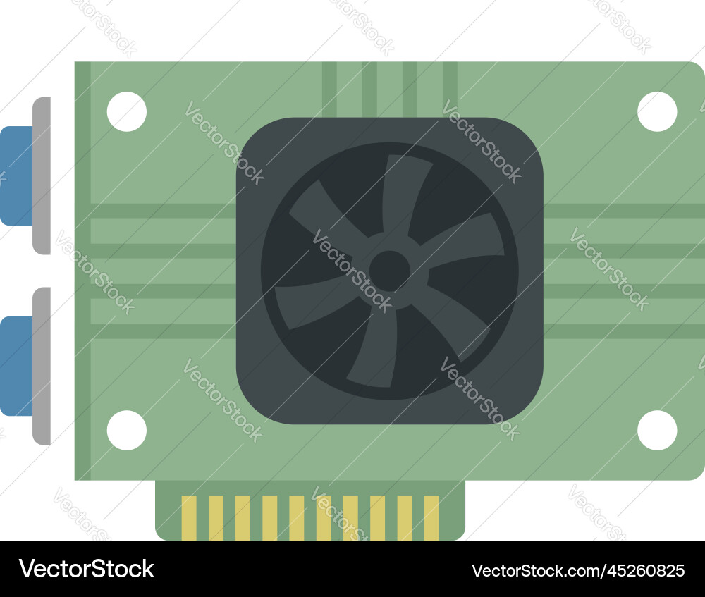 Video card ram icon flat computer gpu Royalty Free Vector