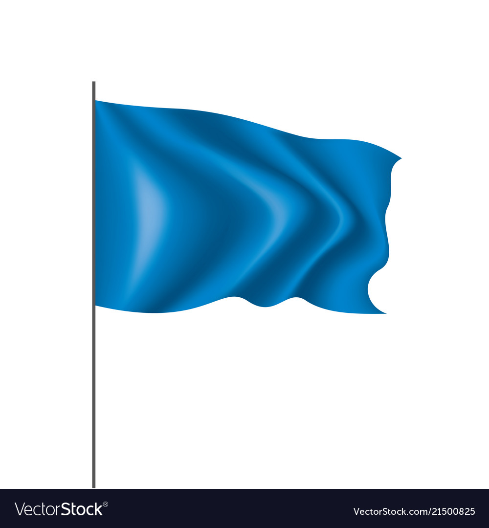 Waving the blue flag on a white background Vector Image