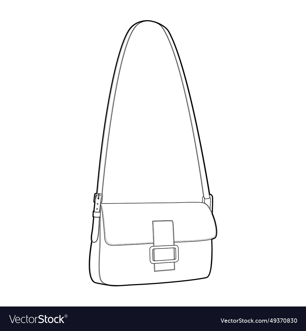 Baguette cross-body bag silhouette fashion Vector Image